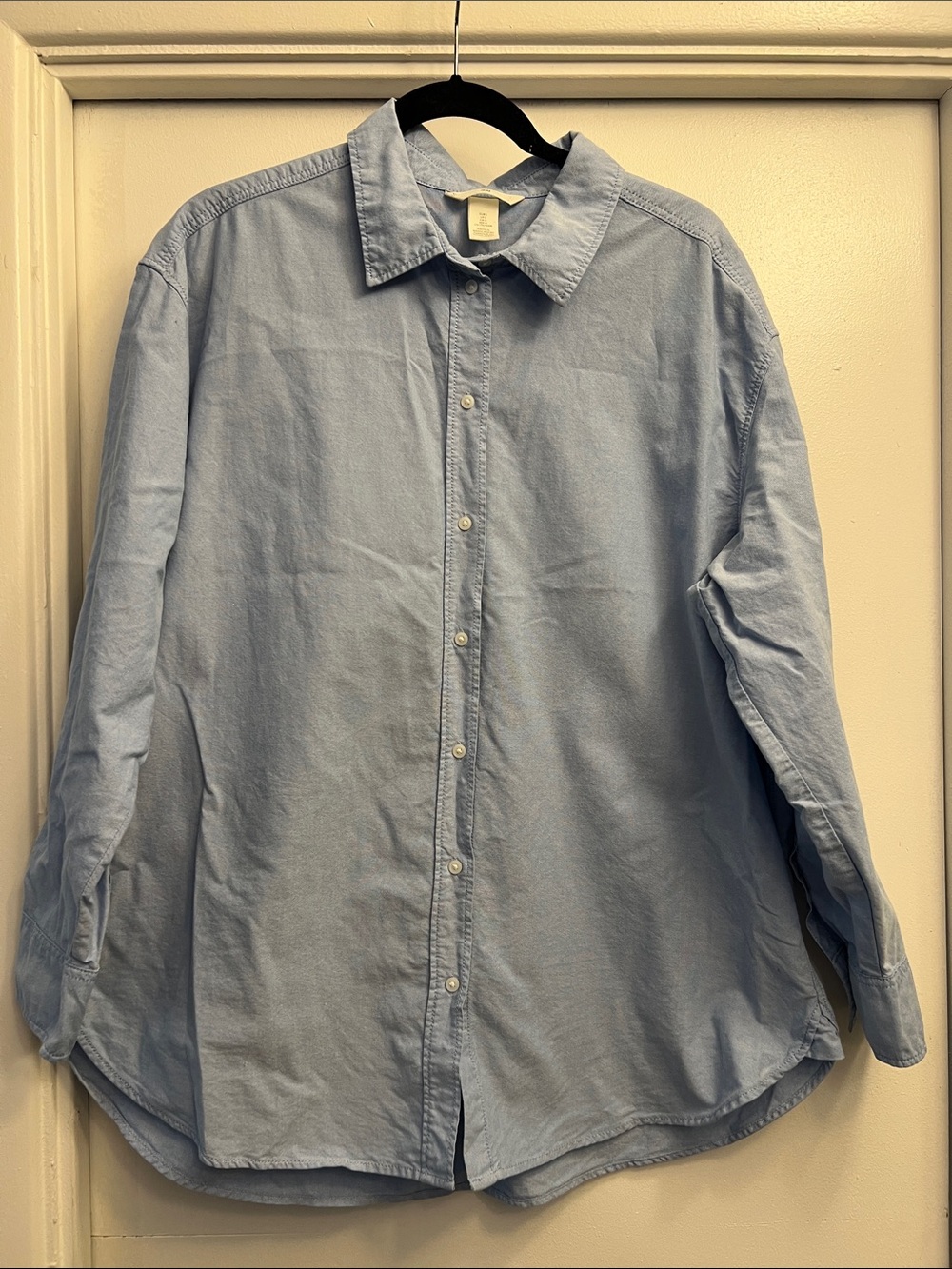 H&M Light Blue 100% Cotton Oxford Button-Down Shirt Size Large